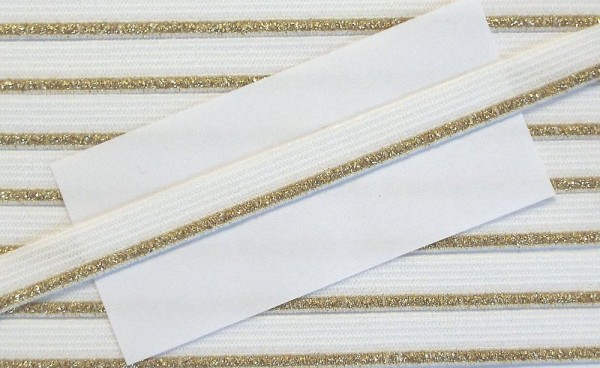 Wäschespitze elastisch 8 mm weiß/gold