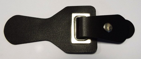 Bekleidungsverschluß Leder - Optik mit Dorn zum einhängen 130 x 50 mm
