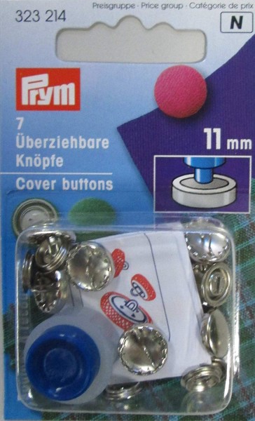 Prym 323214 Überziehbare Knöpfe mit Werkzeug 11 mm silber