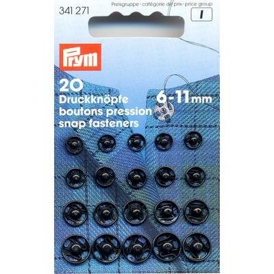 Prym 341271 Annäh-Druckknöpfe 6-11 mm schwarz