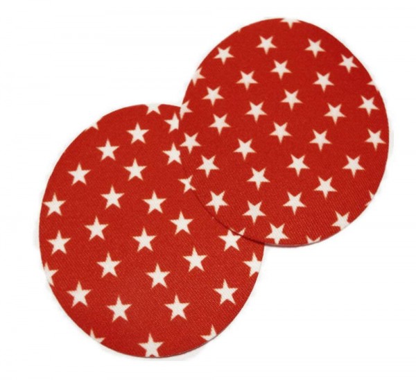1 Paar Patches/Bügelflicken mit Sternen 90 x 75 mm rot