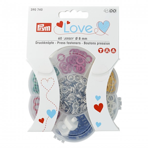 Prym 390740 Druckknöpfe Jersey, Prym Love, 8mm, in 6 Farben