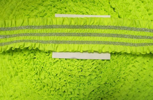 Gürtel Gummi 50 mm neon mit silber Lurex-Streifen