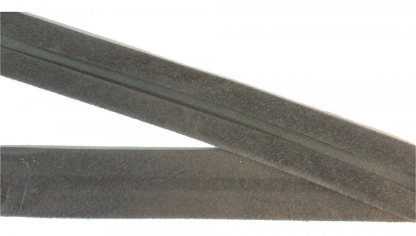 Schrägband Velourleder Imitat 25 mm grau