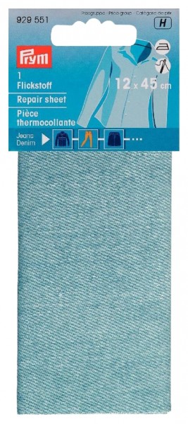 Prym 929551 Flickstoff Jeans aufbügelbar 12 x 45 cm hellblau