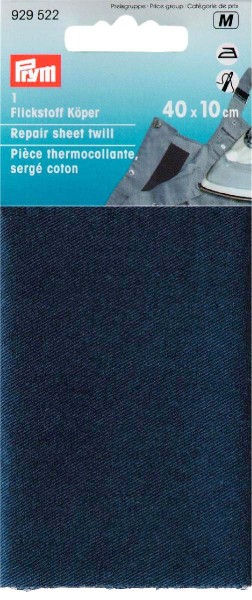 Prym 929522 Flickstoff Köper 12 x 45 cm blau zum Bügeln