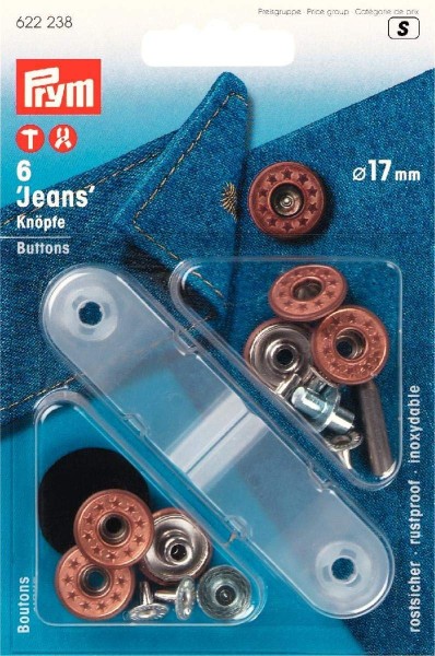 Prym 622238 NF-Jeansknopf Sterne offen 17 mm altbronze