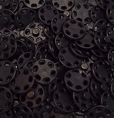 100 Annäh-Druckknöpfe Kunststoff 13 mm schwarz, Kunststoff, zum Annähen, Druckknöpfe, Kurzwaren