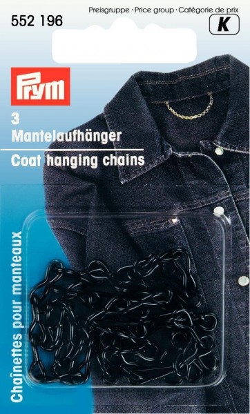 Prym 552196 Mantelaufhänger Kettchen Metall schwarz