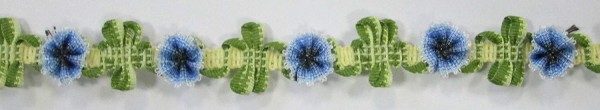 Borte mit Blümchen in blau und grün 15 mm