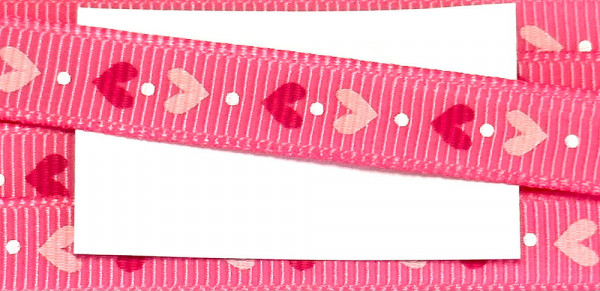 Ripsband 10 mm rosa/pink Herzen