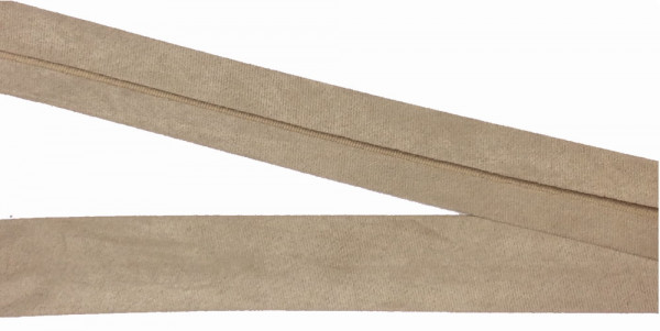 Einfaßband Polyester-Velour Imitat 20 mm beige vorgefalzt
