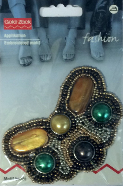 Applikation Perlen gold/braun/grün 60 x 90 mm