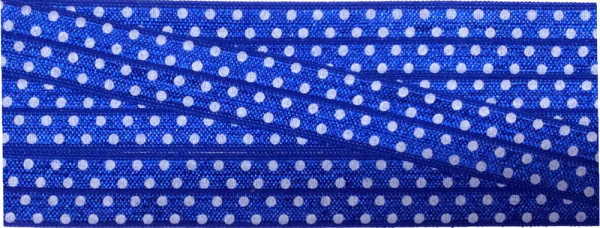 Einfaßband elastisch 15 mm blau mit weißen Punkten
