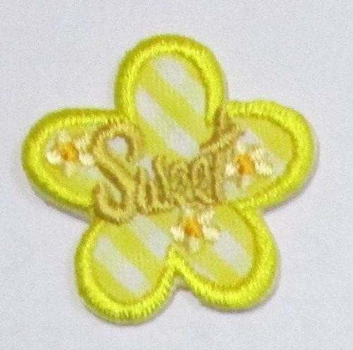 Applikation Blume "Sweet" in gelb 25 x 25 mm