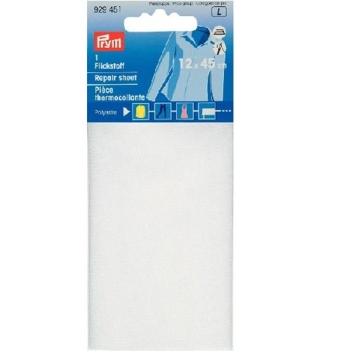 Prym 929451 Flickstoff PES 12 x 45 cm weiß zum Bügeln