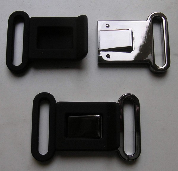 Bekleidungsverschluss antiksilber glänzend/schwarz Steg 25mm