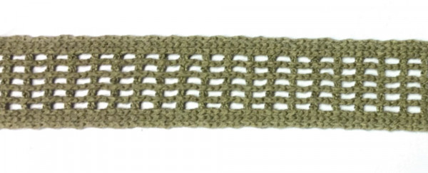 Baumwoll Gurtband 25 mm kaki durchbrochen