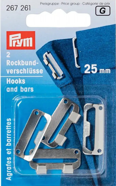 Prym 267261 Rockbundverschlüsse 25 mm silberfarbig