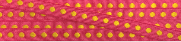 Band 10 mm pink mit gelben Punkten