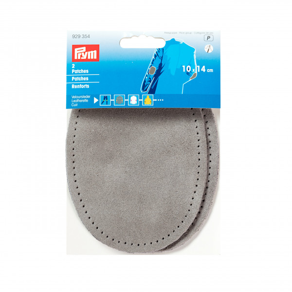 Prym 929354 Patches Veloursleder, zum Aufnähen, 10 x 14cm, grau