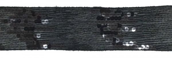 Pailettenborte auf Tüll 50 mm schwarz