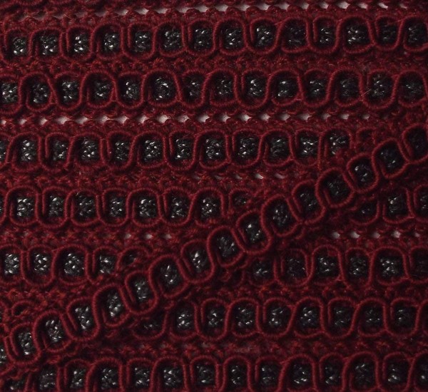 Posamentenborte 10 mm dunkel rot/grün
