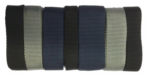 Bastelsortiment 10m PP Gurtband 25 mm, 30 mm + 40 mm Farben: graun, schwarz, dunkelblau
