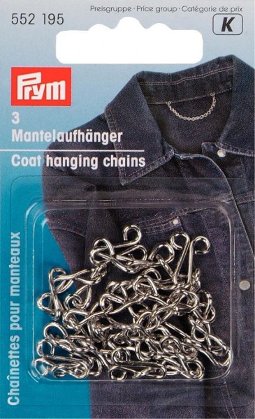 Prym 552195 Mantelaufhänger Kettchen Metall silber